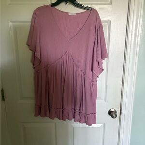 Chic Soul Mauve Ruffle Blouse